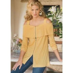 Soft Surroundings Golden Yellow Cold-Shoulder Tunic